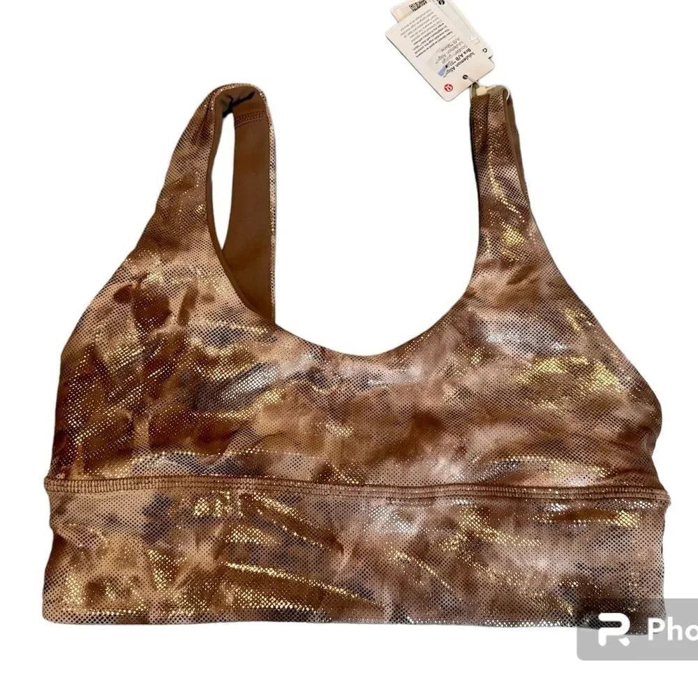 NWT New LULULEMON Align Sports Bra Shine Metallic Tan Gold Metallic Tie Dye 6